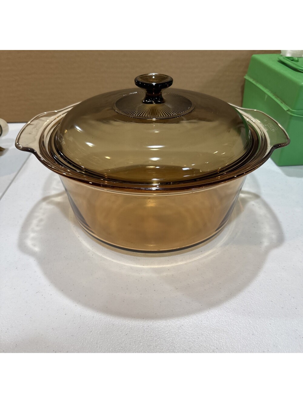 XL Vintage Corning VISIONS 5L Amber Glass Dutch Oven 5 Qt Covered Casserole Lid